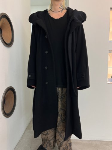 VOAAOV / S100 WOOL PILE Hoodie Long Coat / BLACK - LAD MUSICIAN