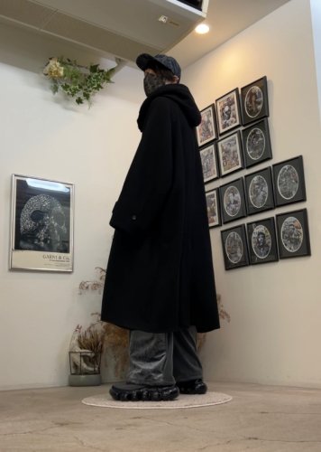 VOAAOV / S100 WOOL PILE Hoodie Long Coat / BLACK - LAD MUSICIAN