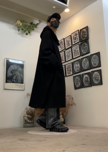 VOAAOV / S100 WOOL PILE Hoodie Long Coat / BLACK - LAD MUSICIAN