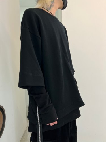A.F ARTEFACT / Side Zip Layered Pullover / Black - LAD MUSICIAN 