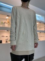 A.F ARTEFACT / Gauze Washer Crew Neck Layered Bomber Heat Top / Ivory