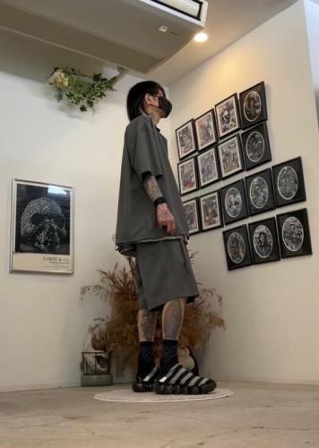 トップス VOAAOV Chic Tech Short Sleeve Shirt VOAAOV / Chic Tech Short Sleeve Shirt / GRAY CHECK - LAD