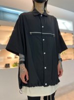 A.F ARTEFACT / Summer Wool Front Zip Half Sleeve Shirts / Blackξʼ̿