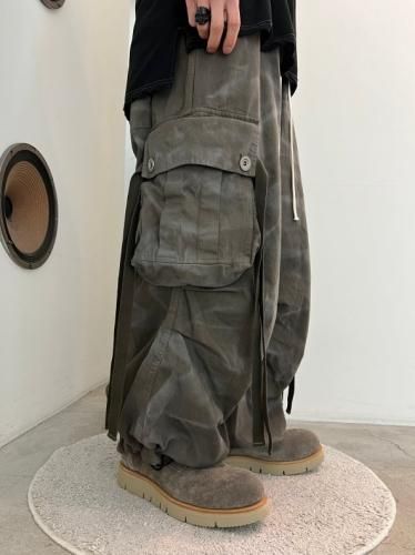 パンツ A.F ARTEFACT Dust Dyed Anatomical pants A.F ARTEFACT / Vintage Dyed Wide Pants / Khaki - LAD