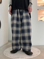 my beautiful landlet / COTTON TWEED CHECK WIDE EASY PANTS / GRAY