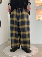my beautiful landlet / COTTON TWEED CHECK WIDE EASY PANTS / YELLOW