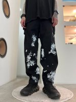 prasthana / PAINTED WORKERS SLANT JEANS / BLACKWHITE