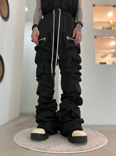 A.F ARTEFACT / Twill Monster Tuck Flare Baggy Pants / Black