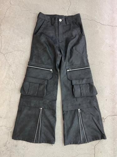 A.F ARTEFACT / Synthtic Leather Cargo Zip Buggy Pants