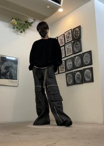 A.F ARTEFACT / Synthtic Leather Cargo Zip Buggy Pants