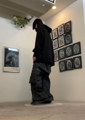A.F ARTEFACT / Synthtic Leather Cargo Zip Buggy Pants
