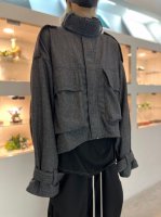 A.F ARTEFACT / Herringbone Cropped Military Blouson / D.Gray