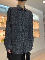 LAD MUSICIAN / RAYON ROSE JACQUARD BIG SHIRT / BLACKCHARCOAL