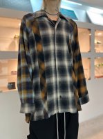 my beautiful landlet / OMBRE CHECK COTTON SHAGGY RAGLAN OVERSIZE SHIRT / MULTI