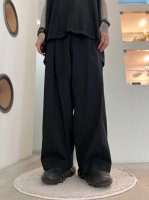 my beautiful landlet / STRETCH GABARRE THREE LINE WIDE PANTS / BLACK