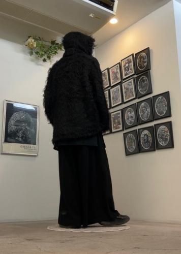 LAD MUSICIAN / LOOP YARN SHAGGY KNIT CARDIGAN / BLACK - LAD