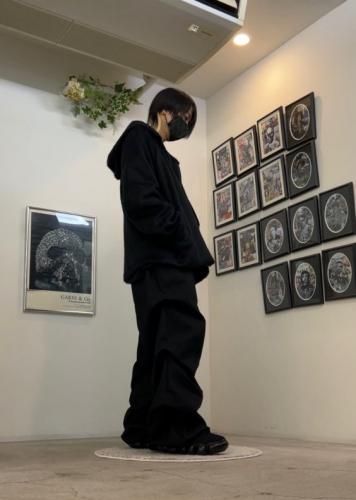 LAD MUSICIAN / SHAGGY SWEAT ZIP UP PARKA / BLACK - LAD