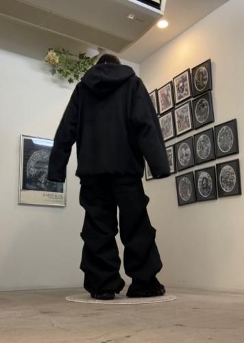 LAD MUSICIAN / SHAGGY SWEAT ZIP UP PARKA / BLACK - LAD