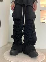A.F ARTEFACT / Damage Denim Tuck Wide Pants / Black