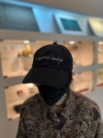 my beautiful landlet  / COTTON LINEN BASEBALL LOGO CAP / BLACK