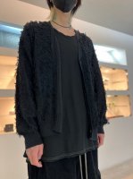 LAD MUSICIAN / HIGH GAUGE FRINGE KNIT CARDIGAN / BLACK