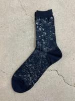 LAD MUSICIAN / SMALL FLOWER SOCKS / DARK NAVYBLUE GRAY