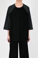 LAD MUSICIAN / PERMANENT ROCKER U-NECK RAGLAN SLEEVE TEE / GREEN BLACKBLACK