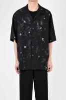 LAD MUSICIAN / TENCEL BROAD SAKURA OPEN COLLAR SHORT SLEEVE SHIRT / BLACKGREEN
