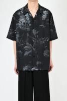 LAD MUSICIAN / SPUN LAWN MONE HANA OPEN COLLAR SHORT SLEEVE SHIRT / GRAY