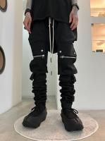 A.F ARTEFACT / Stretch Denim Cargo Saroul Skinny / Black