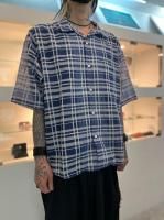 VICTIM / OPEN COLLAR CHECK SHIRT / SAX