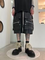 A.F ARTEFACT / Coating Front Zip Cargo Shorts / Black