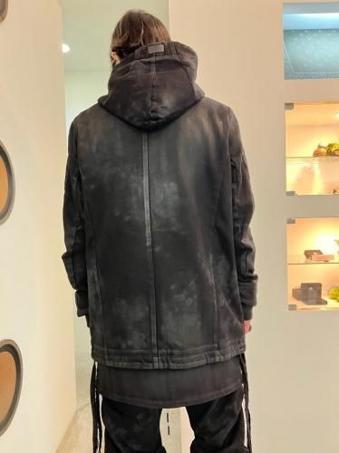 A.F ARTEFACT / Bonding Coated Hoodie Denim Blouson / Black