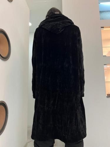 A.F ARTEFACT / Washer Velour Hooded Long Jacket / Black