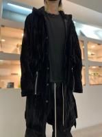 A.F ARTEFACT / Washer Velour Hooded Long Jacket / Black