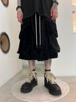 A.F ARTEFACT / Washer Velour Wrap Skirt Pants / Black