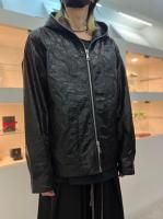 A.F ARTEFACT / Washer Synthtic Leather Zipper Hooded Blouson / Black
