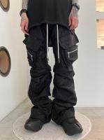 A.F ARTEFACT / Tweed Boots Cut Tuck Cargo Pants / Black