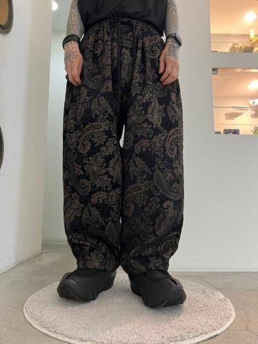 彫刻 Black Pants my beautiful landlet / JACQUARD WIDE EASY PANTS / BLACK