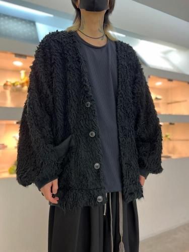 【24AW my beautiful landlet ビッグカーディガン】 my beautiful landlet / SHAGGY BIG CARDIGAN / BLACK - LAD