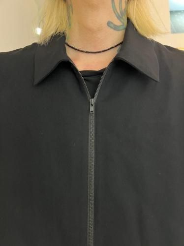 LAD MUSICIAN / RAYON TWILL FRONT ZIP SHIRT / BLACK - LAD