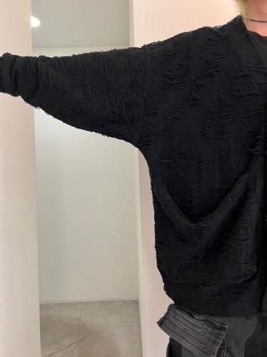A.F ARTEFACT / Damage Pile Jumbo Cardigan / Black - LAD