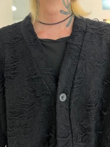 A.F ARTEFACT / Damage Pile Jumbo Cardigan / Black - LAD