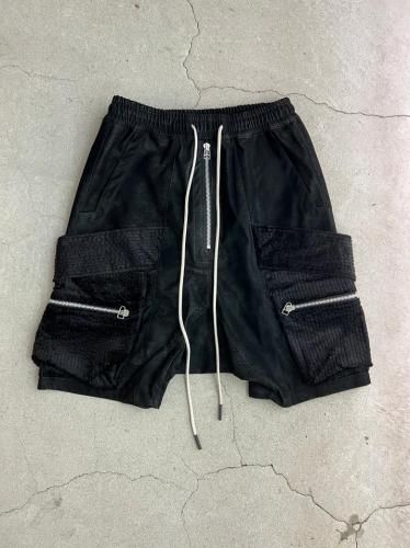 A.F ARTEFACT / Synthetic Leather Belt Cargo Shorts / Black - LAD