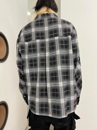 VICTIM / OPEN COLLAR CHECK SHIRT / BLACK - LAD MUSICIAN・A.F