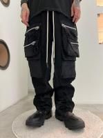 A.F ARTEFACT / Synthetic Leather Cargo Wide Pants / Black