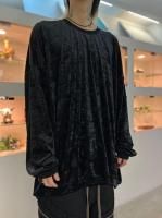 A.F ARTEFACT / Velour Jumbo Crew Neck Top / Black