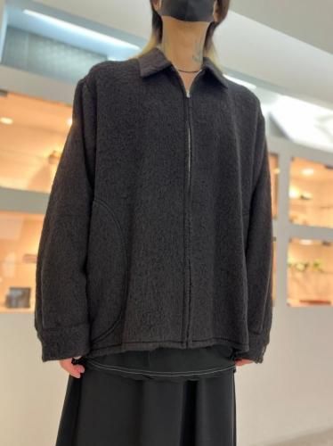 LAD MUSICIAN / ALPAKA SHAGGY FRONT ZIP SHIRT / BLACK - LAD