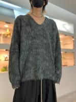 トップス LAD MUSICIAN LOOP YARN KNIT LAD MUSICIAN / LOOP YARN SHAGGY BORDER PULLOVER / KHAKI×BLACK