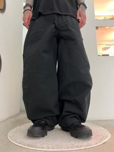 VOAAOV / DOUBLE FACE GARMENT DYE Wide Tapered Pants / BLACK
